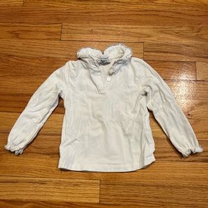 Mayoral Girl European Brand white long sleeve blouse with silver lined collar